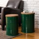 Glitzhome Hunter Green Modern Metal Storage Accent Table or Stool with Solid Wood Lid, Set of 2