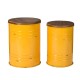 Glitzhome Yellow Modern Metal Storage Accent Table or Stool with Solid Wood Lid, Set of 2