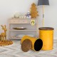 Glitzhome Yellow Modern Metal Storage Accent Table or Stool with Solid Wood Lid, Set of 2