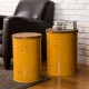 Glitzhome Yellow Modern Metal Storage Accent Table or Stool with Solid Wood Lid, Set of 2
