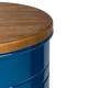 Glitzhome Navy Blue Modern Metal Storage Accent Table or Stool with Solid Wood Lid, Set of 2