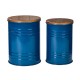 Glitzhome Navy Blue Modern Metal Storage Accent Table or Stool with Solid Wood Lid, Set of 2