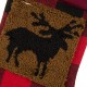 Glitzhome Plaid Stocking With Rug Hooked Stocking(Reindeer& Bear),Set of 2
