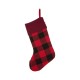 Glitzhome Plaid Stocking With Rug Hooked Stocking(Reindeer& Bear),Set of 2