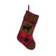 Glitzhome Plaid Stocking With Rug Hooked Stocking(Reindeer& Bear),Set of 2