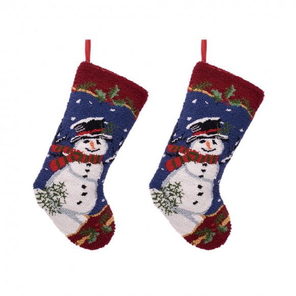 Glitzhome 2PK  Hooked Stocking, Snowman