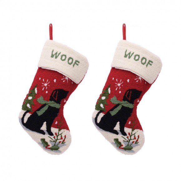 Glitzhome 2PK Hooked Stocking, Dog