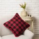 Glitzhome 2PK Farmhouse Red & Black Plaid Pillow Cover