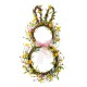 Glitzhome 24.5"H Easter Bunny Shaped Wreath with Eggs & Pink Satin Ribbon Bow