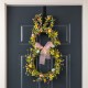 Glitzhome 24.5"H Easter Bunny Shaped Wreath with Eggs & Pink Satin Ribbon Bow