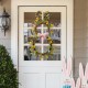 Glitzhome 24.5"H Easter Bunny Shaped Wreath with Eggs & Pink Satin Ribbon Bow