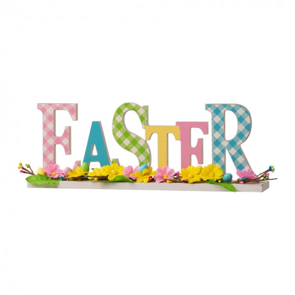 Glitzhome 16"L Wooden "EASTER" Table Decor