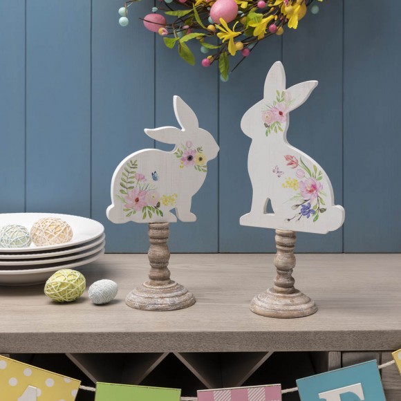 [OFFICIAL] Glitzhome Set of 2 Easter Wooden Bunny Table Décor