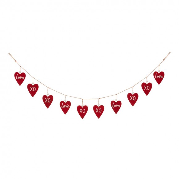 Glitzhome 72"L Valentine's Wooden/Metal Heart Garland