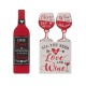 Glitzhome Valentine's Wooden Wine Bottle & Cup Gift Set Table Decor