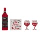 Glitzhome Valentine's Wooden Wine Bottle & Cup Gift Set Table Decor