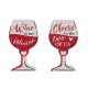 Glitzhome Valentine's Wooden Wine Bottle & Cup Gift Set Table Decor