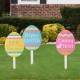 Glitzhome 15"H Wooden Easter Egg Yard Stake, Set of 3