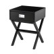 Glitzhome 21.85"H Black Wooden X-leg End Table with 1 Drawer