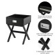 Glitzhome 21.85"H Black Wooden X-leg End Table with 1 Drawer