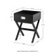 Glitzhome 21.85"H Black Wooden X-leg End Table with 1 Drawer