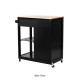 Glitzhome 33.86"H Black Kitchen Island Cart with Solid Oak Wood Top