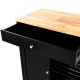 Glitzhome 33.86"H Black Kitchen Island Cart with Solid Oak Wood Top