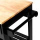 Glitzhome 33.86"H Black Kitchen Island Cart with Solid Oak Wood Top