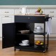 Glitzhome 33.86"H Black Kitchen Island Cart with Solid Oak Wood Top