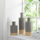 Glitzhome Farmhouse Gray/Brown Two-tone Decorative Metal Vase, Set of 3