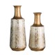 Glitzhome Vintage Gold/White Decorative Metal Vase, Set of 2