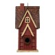 Glitzhome 12"H Red Distressed Solid Wood Cottage Birdhouse