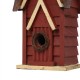 Glitzhome 12"H Red Distressed Solid Wood Cottage Birdhouse