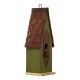 Glitzhome 13.25"H Green Distressed Solid Wood Birdhouse