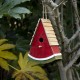 Glitzhome 11"H Distressed Solid Wood Watermelon Birdhouse