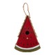 Glitzhome 11"H Distressed Solid Wood Watermelon Birdhouse