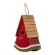 Glitzhome 11"H Distressed Solid Wood Watermelon Birdhouse