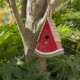 Glitzhome 11"H Distressed Solid Wood Watermelon Birdhouse