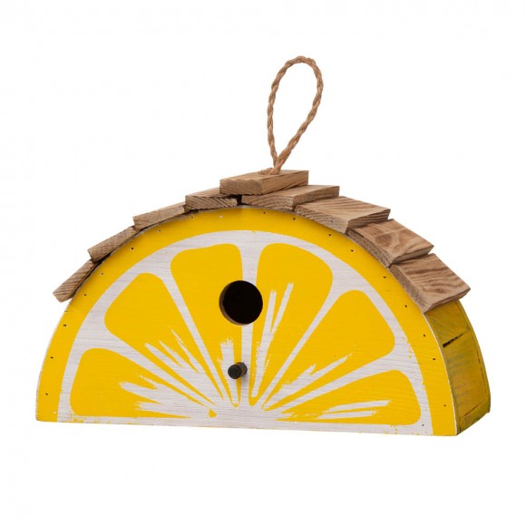 Glitzhome 11.5"L  Distressed Solid Wood Lemon Birdhouse