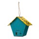 Glitzhome 10.75"L Wood/Metal Light Blue Birdhouse with Licence Plate Roof