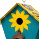 Glitzhome 10.75"L Wood/Metal Light Blue Birdhouse with Licence Plate Roof