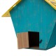 Glitzhome 10.75"L Wood/Metal Light Blue Birdhouse with Licence Plate Roof