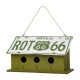 Glitzhome 14"L Wood/Metal Green Birdhouse with Licence Plate Roof 