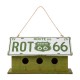 Glitzhome 14"L Wood/Metal Green Birdhouse with Licence Plate Roof 