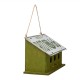 Glitzhome 14"L Wood/Metal Green Birdhouse with Licence Plate Roof 