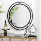 Glitzhome 24.00"D Deluxe Black Metal Round Wall Mirror