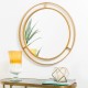 Glitzhome 28.00"D Oversized Glam Gold Metal Round Wall Mirror