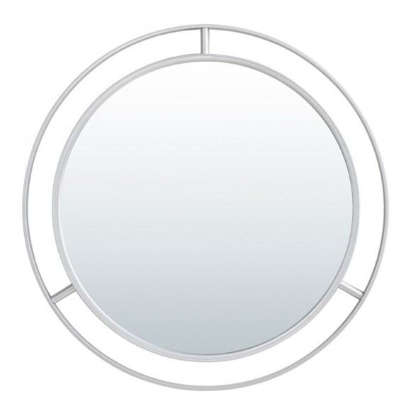 Glitzhome 28.00"D Oversized Deluxe Silver Metal Round Wall Mirror