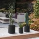 Glitzhome Eco-friendly Large Faux Marble Round Plastic Pot Planters, Set of 3