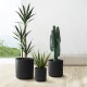 Glitzhome Eco-friendly Large Faux Marble Round Plastic Pot Planters, Set of 3